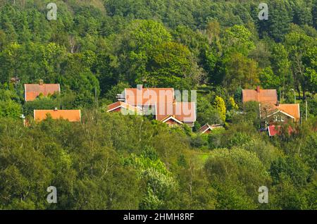 Europe, Suède, Suède centrale, province de Västergötland, vue de Fullösa sur la montagne Kinnekulle Banque D'Images