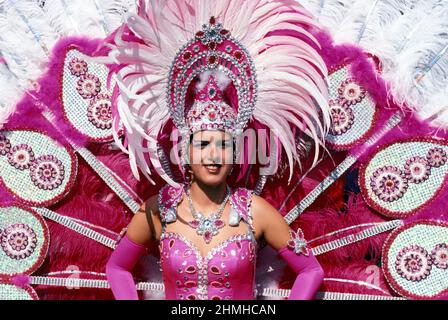 Femme à Carneval à Santa Cruz de Tenerife, Tenerife, Iles Canaries, Espagne Banque D'Images