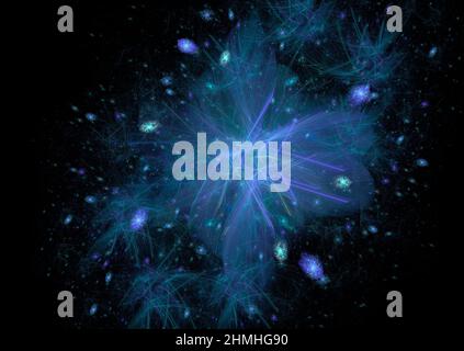 hommage au festival sur fond noir. Fractale abstraite colorée générée par ordinateur pour le design créatif, l'art, la décoration Banque D'Images