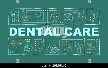 Bannière vert foncé concepts de mot de soins dentaires et oraux Illustration de Vecteur