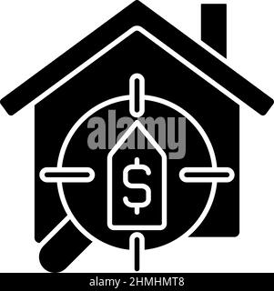 Icône de glyphe noire des services de recherche de maison Illustration de Vecteur