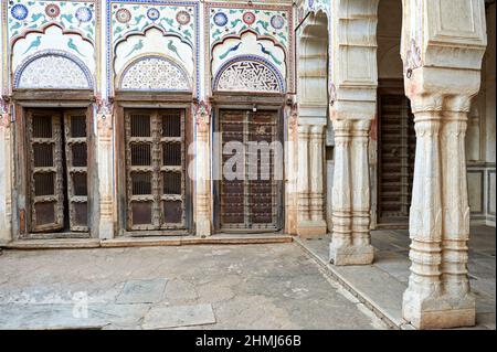 Inde Rajasthan. Maison décorée à Mandawa Shekawati Banque D'Images