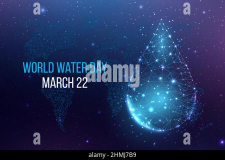 Concept de la Journée mondiale de l'eau. Modèle de bannière avec faible goutte d'eau en polyéthylène. Illustration vectorielle Illustration de Vecteur