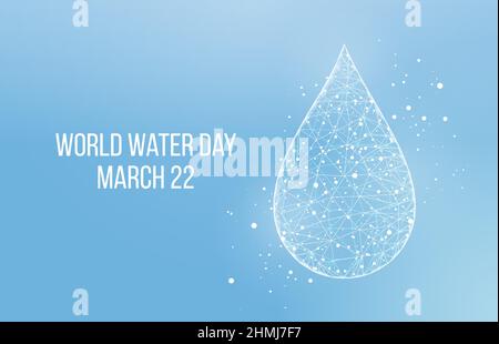 Concept de la Journée mondiale de l'eau. Modèle de bannière avec faible goutte d'eau en polyéthylène. Illustration vectorielle Illustration de Vecteur