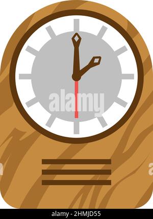 Icône de l'horloge du plan d'examen. Appareil de montre analogique en bois Illustration de Vecteur