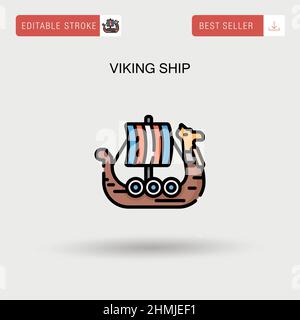 Icône de vecteur simple de navire viking. Illustration de Vecteur