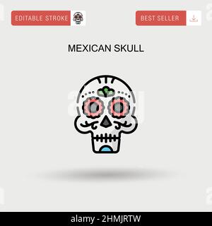 Icône de vecteur simple crâne mexicain. Illustration de Vecteur