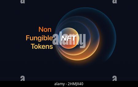 NFT non fongible jeton scrypto art sur fond abstrait coloré. Payez pour des objets de collection uniques dans les jeux ou l'article 3D rend les objets de collection NFT crypto-art Banque D'Images