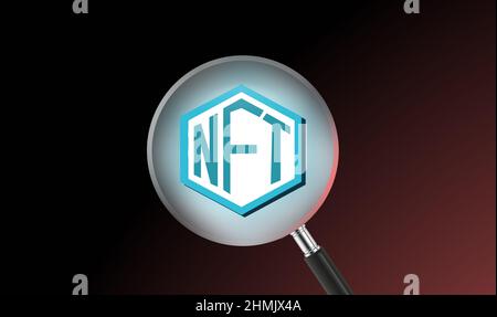 NFT non fongible jeton scrypto art sur fond abstrait coloré. Payez pour des objets de collection uniques dans les jeux ou l'article 3D rend les objets de collection NFT crypto-art Banque D'Images