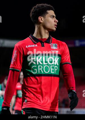 NIJMEGEN, PAYS-BAS - FÉVRIER 10: Elayis Tavsan de NEC Nijmegen pendant le match de la coupe TOTO KNVB entre NEC Nijmegen et les aigles Vas-y à Goffertstadion le 10 février 2022 à Nimègue, pays-Bas (photo de Broer van den Boom/Orange Pictures) Credit: Orange pics BV/Alay Live News Banque D'Images