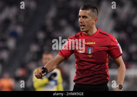 Turin, Italie. 10th févr. 2022. Arbitre Livio Marinelli gestes pendant le match de Coppa Italia 2021/22 entre Juventus FC et US Sassuolo au stade Allianz le 10 février 2022 à Turin, Italie crédit: Independent photo Agency/Alay Live News Banque D'Images