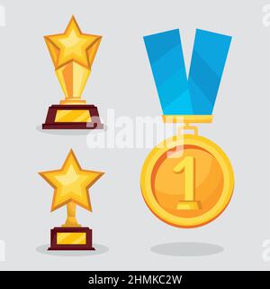 trois icônes de prix d'or Illustration de Vecteur