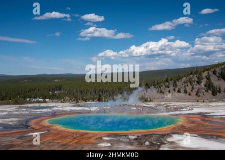 Grand Prismatic Spring dans le parc national de Yellowstone. Banque D'Images