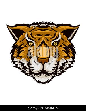 illustration tête de tigre sur fond blanc Banque D'Images
