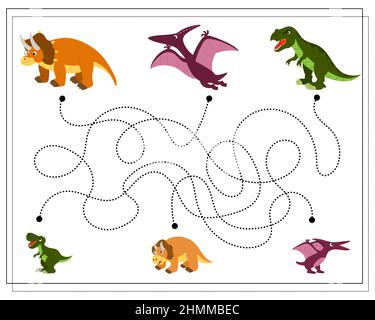 Le jeu logique des enfants passe par le labyrinthe. Où est le bébé, les dinosaures. Vecteur isolé sur fond blanc Illustration de Vecteur