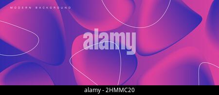Arrière-plan de couleur liquide. Formes d'éléments roses et violets à gradient fluide et formes linéaires . Toile de fond abstraite de composition dynamique Illustration de Vecteur