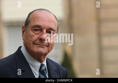 Paris (France), Palais de Elyse : Jacques Chirac rencontre le Président palestinien Mahmoud Abbas (2007/02/24). Banque D'Images