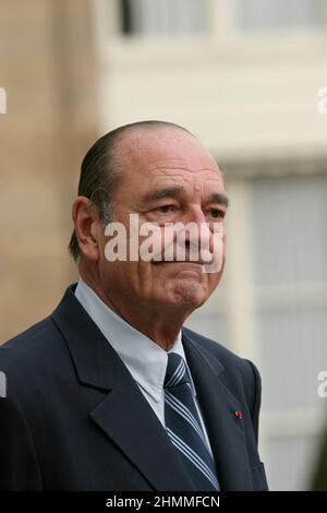 Paris (France), Palais de Elyse : Jacques Chirac rencontre le Président palestinien Mahmoud Abbas (2007/02/24). Banque D'Images