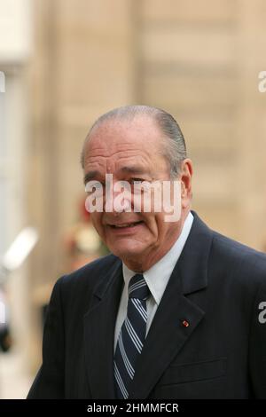 Paris (France), Palais de Elyse : Jacques Chirac rencontre le Président palestinien Mahmoud Abbas (2007/02/24). Banque D'Images