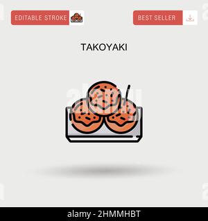 Icône de vecteur simple takoyaki. Illustration de Vecteur