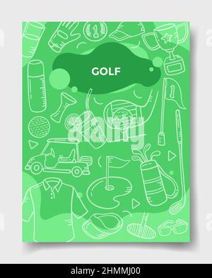 concept de sport de golf avec style doodle pour modèle de bannières, prospectus, livres, et illustration de vecteur de magazine Banque D'Images