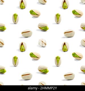 Motif pistache sans couture sur fond blanc. Arrière-plan design Banque D'Images
