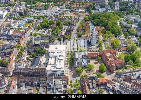 Vue aérienne, Hôtel de ville de Gladbeck, Tour de la Savings Bank, immeuble d'affaires Hoch10, Viktoria-quartier, vue sur le centre-ville, Gladbeck, région de Ruhr, Nord Banque D'Images