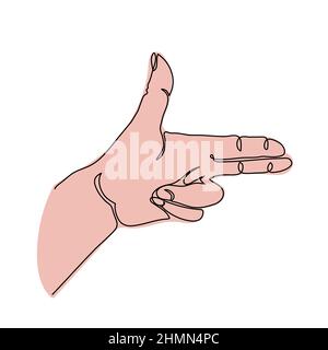 Geste Bang bang, action de la main vectorielle. Une illustration vectorielle de dessin d'art au trait continu avec les doigts dans le signe de point d'exclamation, geste Illustration de Vecteur