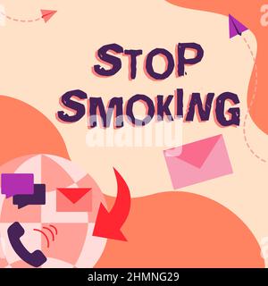 Légende de texte présentant Stop Smoking. Concept d'affaires le processus de cesser de fumer ou de cesser de fumer le tabac réseau Internet dessin avec coloré Banque D'Images