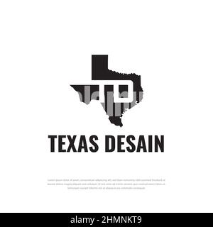 Initiales du logo du Texas TD, carte du texas, icône du texas, symbole du texas, logo vectoriel, modèle de conception Illustration de Vecteur