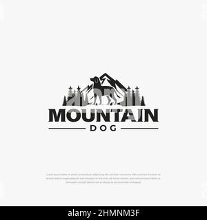 Logo chien de montagne, inspiration créative de la vallée, modèle vectoriel Illustration de Vecteur