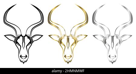 Vecteur Line art de la tête d'impala adapté à une utilisation comme décoration ou logo vecteur Line art de la tête de springbok adapté à une utilisation comme décoration ou logo Illustration de Vecteur