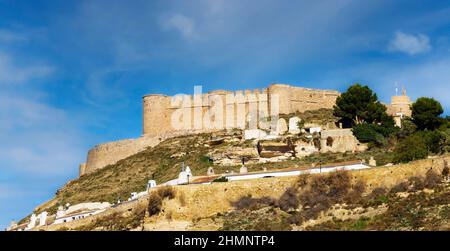 Château de Chinchilla, Chinchilla de Montearagon aussi connu sous le nom de Chinchilla de Monte-Aragon, mais habituellement seulement Chinchilla, province d'Albacete, Castille-la Banc Banque D'Images