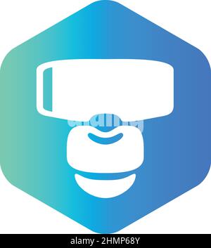 Conception simple des chimpanzés à l'aide d'un casque VR/AR Illustration de Vecteur
