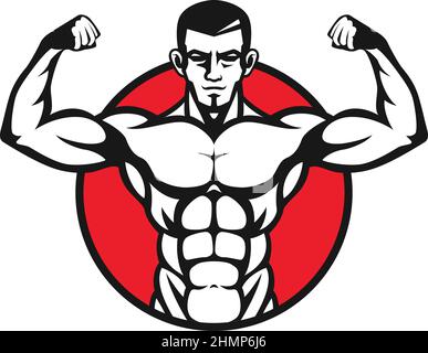 Conception simple du logo rond Body Building Illustration de Vecteur