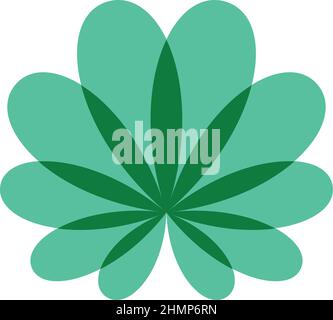 Logo de la feuille de marijuana Flower de Bloom Illustration de Vecteur