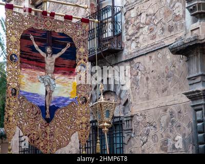 Parade de la semaine Sainte dans les rues de Lorca Banque D'Images