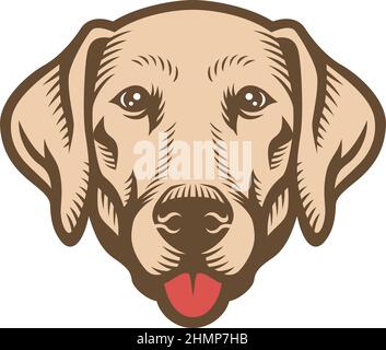 Tête de chien Labrador Retriever avec la langue sortie Illustration de Vecteur