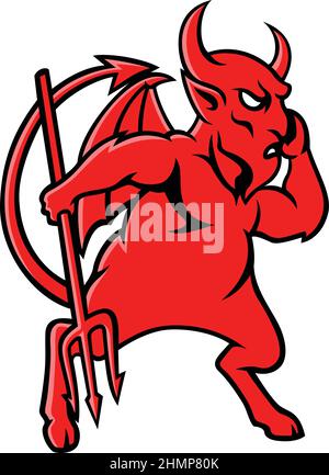 Evil rouge avec son Trident Illustration de Vecteur