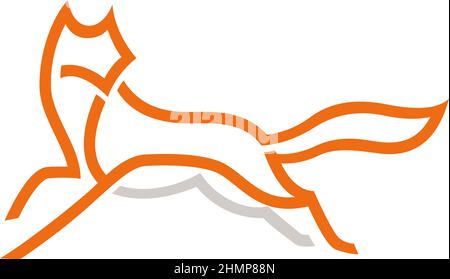 Design de ligne de course à pied Fox Illustration de Vecteur