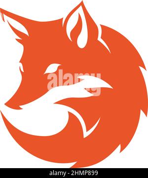 Responsable du logo Orange Fox simple Flat Illustration de Vecteur