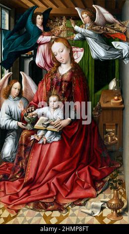 Vierge à l'enfant couronné par les Anges par Colijn de COTER (c. 1440–1445 – c. 1522–1532), huile sur panneau, 1490/95 Banque D'Images