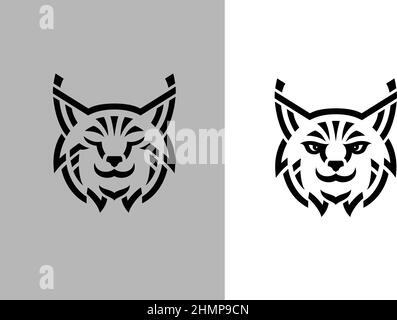 Conception simple de la tête de Lynx Lineart Vector Illustration de Vecteur