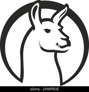 Simple Line Design de Llama (Lama) Head Illustration de Vecteur