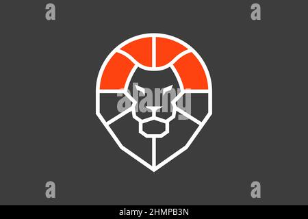 Balle de panier à motif abstrait et tête de lion Illustration de Vecteur