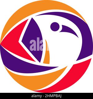 Logo rond coloré de Puffin Abstract Design Illustration de Vecteur