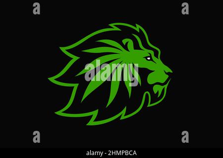 Tête de lion avec la forme cachée feuille de marijuana dans sa Mane Illustration de Vecteur