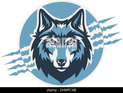 Tête de Loup sérieux avec Claws Background Vector Design Illustration de Vecteur