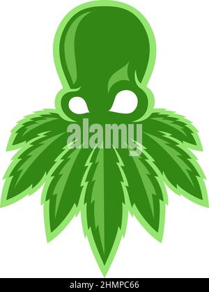 Poulpe avec tentacules comme feuille de marijuana Illustration de Vecteur