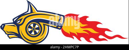 Vecteur de feu Turbo de la tête de chien Illustration de Vecteur
